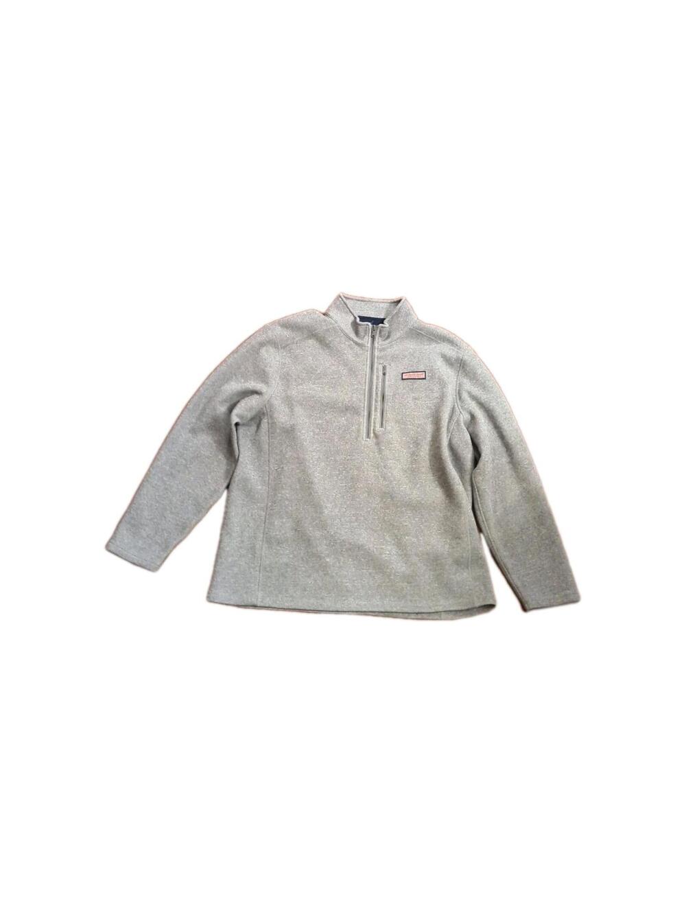 2X Vineyard Vines Mountain Sweater Fleece Quarter-Zip Pullover Men's Grey EUC